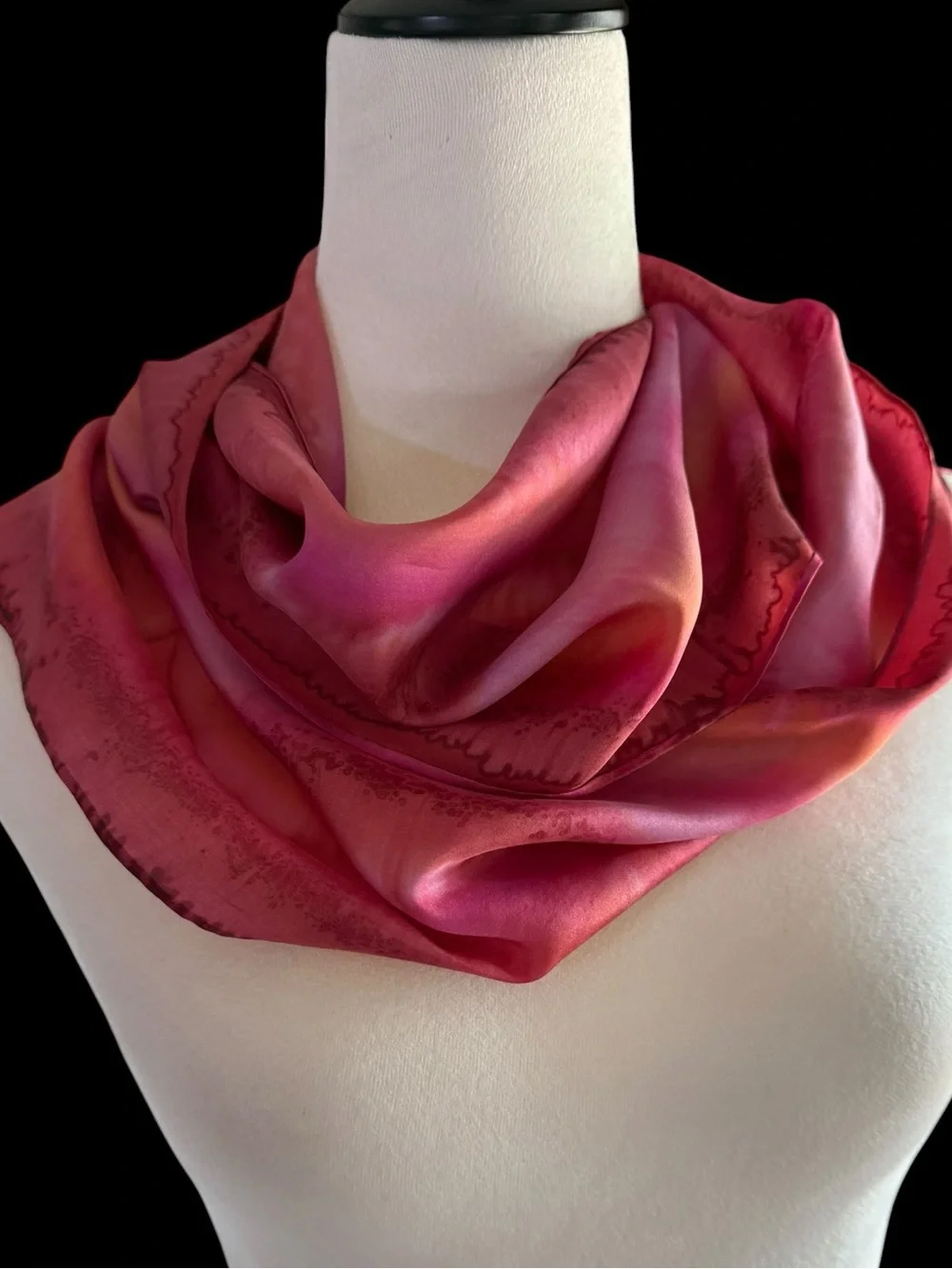 Pink and Yellow Silk-like Scarf - Elegant Women's Accessory